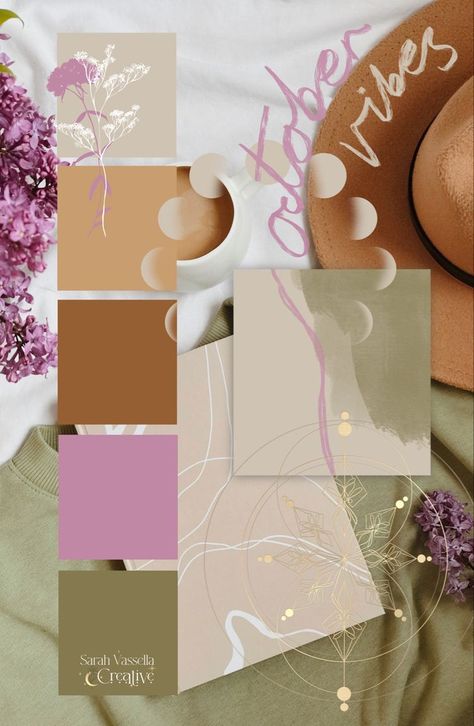 Lilac Pallet Colour Palettes, Business Color Palette Brand Design Purple, Feminine Earthy Color Palette, Lilac Branding, Lilac Colour Palette, Sage Branding, Branding Colour Palette, Feminine Colour Palette, Feminine Colours