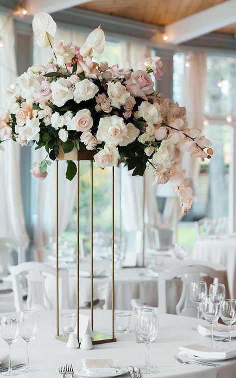 50 Fab Wedding Centerpieces & Table Decorations Tall Wedding Centerpieces, Wedding Reception Centerpieces, Wedding Floral Centerpieces, Reception Centerpieces, Tall Centerpieces, Flower Centerpieces Wedding, Wedding Table Decorations, Wedding Arrangements, Wedding Flower Arrangements