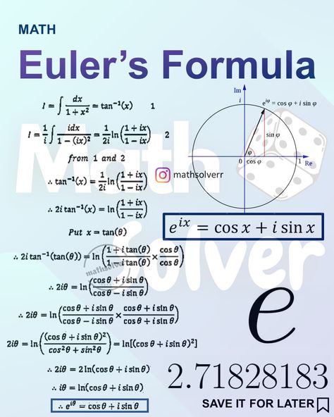 @mathsolverr • Euler's Formula • Threads Algebra Symbols, Euler's Formula, Maths Formula Book, Math Tutoring, Teaching Math Strategies, Learn Physics, Math Textbook, Engineering Notes, Math Quotes