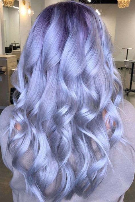 Hair Dye On Brown Hair, Periwinkle Hair Color, Dye On Brown Hair, Periwinkle Hair, Pastel Blue Hair, Hair Color Guide, Cute Hair Colors, Colourful Hair, Lilac Hair