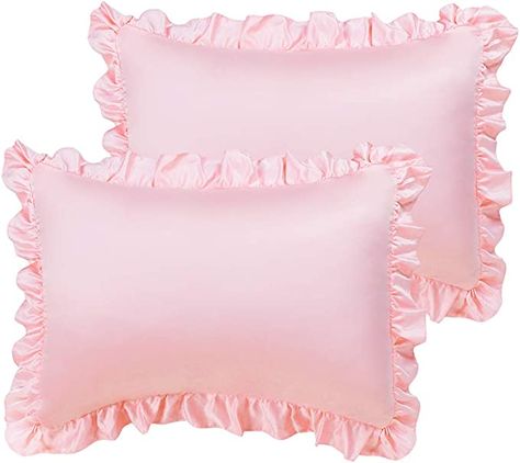 Couqutte Pillow, Croquette Pillow, Collars For Subs With Leash Pink, Rooms Decoration, Couleur Rose Pastel, Ruffle Pillow, Satin Pillow, Rectangular Pillow Cover, Satin Pillowcase