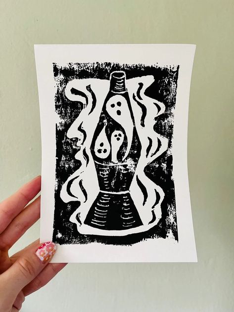 Happy Spooky Season, Art For Halloween, Orange Book, Ghost Art, Ghost Images, Ghost Tattoo, Lino Art, Lava Lamps, Hand Carved Stamps