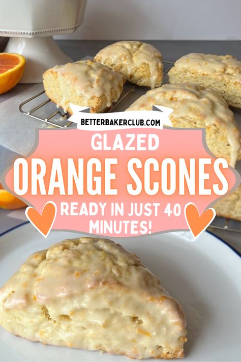 Glazed Orange Scones: A Copycat Panera Scone Recipe - Better Baker Club Panera Scones Recipe, Orange Scones Panera, Orange Scones Recipe, Seeded Bread Recipes, Weekend Baking, Copycat Panera, Scones Recipe Easy, Orange Scones, Easter Breakfast