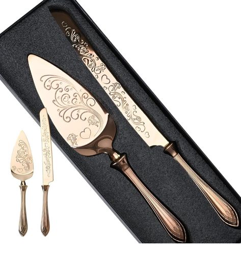 Long Knife, Wedding Cake Serving Set, Rose Gold Handle, Rose Gold Cake, Wedding Cake Knife, Cake Serving Set, Wedding Cake Server, Cake Knife, Gold Cake