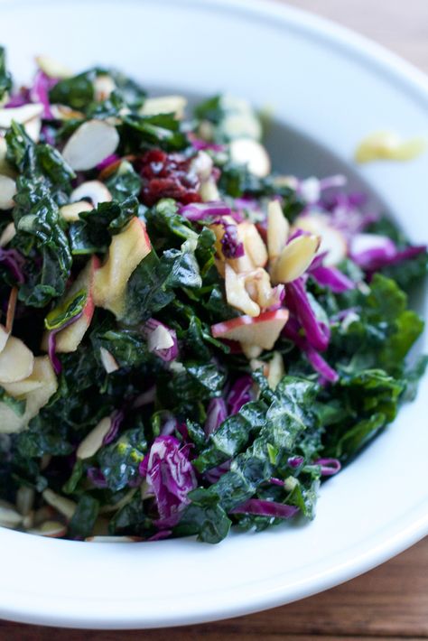 Crunchy Kale Salad - Hip Foodie Mom Apple Cranberry Salad, Mexican Chicken Salads, Green Kale, Vegetarian Main Course, Kale Salad Recipes, Black Bean Salad, Kinds Of Vegetables, Cranberry Salad, Quinoa Healthy