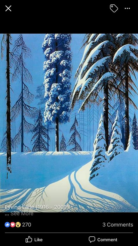 Eyvind Earle, Snow Covered Trees, Winter Illustration, 수채화 그림, Landscape Drawings, Snow Scenes, Tree Drawing, Landscape Illustration, Winter Trees