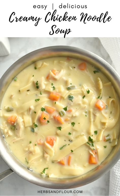 Rotisserie Chicken Soup, Creamy Chicken Noodle, Cooking With Fresh Herbs, Creamy Chicken Noodle Soup, Lemon Chicken Soup, Creamy Chicken Soup, Chicken Noodle Soup Homemade, Rotisserie Chicken Recipes, Noodle Soup Recipes