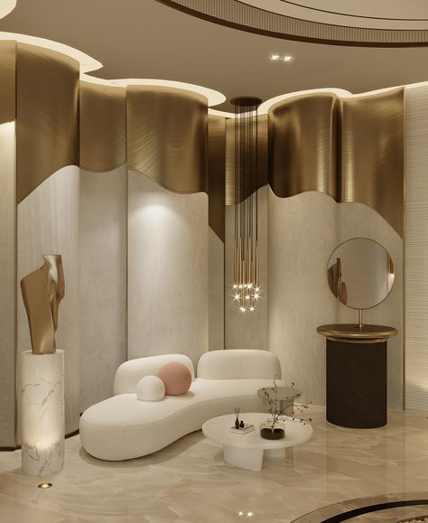 SPA salon with Nail Bar :: Behance Luxury Salon Interior Design, Spa Design Interior, Waiting Room Design, Esthetician Room Decor, Graphic Design Interior, Beauty Therapy Room, Spa Interior Design, Esthetician Room, Neoclassical Interior