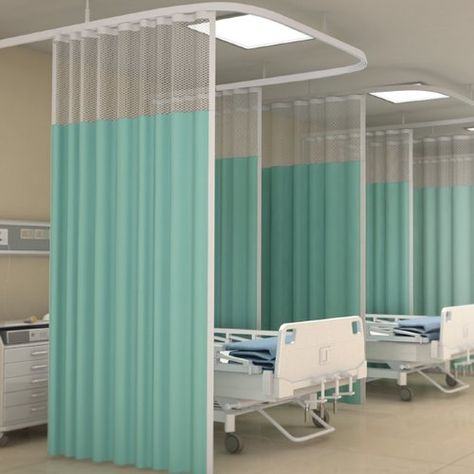 Get high-quality disposable Cubicle curtains for office and hospitals from HY Supplies Inc at wholesale rate !!!   #cubiclecurtains, #cubiclecurtainsoffice #cubiclecurtainshospitals #medicalcubiclecurtains #cubiclecurtainswithmesh #disposablecubiclecurtains Health Interior Design, Ward Room, Medical Clinic Design, Hospital Design Architecture, Doctor Office Design, Hospital Curtains, Healthcare Interior Design, Cabinet Medical, Hospital Interior