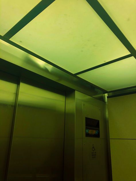 Elevator Painting, Futuristic Elevator, Cool Elevator, Aesthetic Elevator, Elevator Aesthetic, Elevator Music, Concept Development, Aesthetic Rooms, Ceiling Tiles