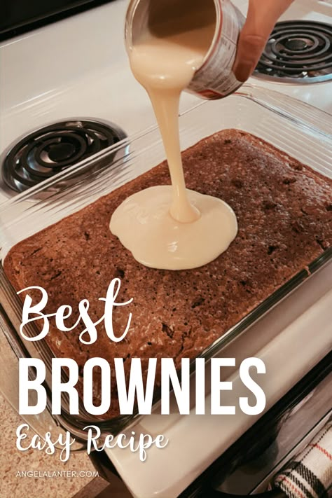 A lot of desserts call for a ton of ingredients, multiple steps and a lot of time invested. That��’s another reason why I love this recipe so much, it’s so simple that it’s almost impossible to mess them up. How to make box brownies better, easy recipe to try at home. Angela Lanter #AngelaLanter Brownie Desserts Recipes, Angela Lanter, Torte Cupcake, Brownie Desserts, Dessert Aux Fruits, Best Brownies, Brownies Recipe, Dump Cake, Brownie Cookies