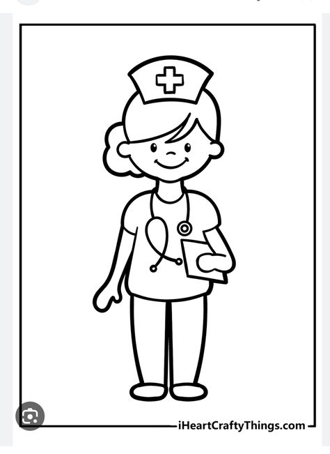 Nurse Coloring Pages, Nursing Printables, Nurse Clip Art, Nurse Drawing, Nurse Cartoon, Girl Scout Ideas, Coloring Pages For Adults, Butterfly Drawing, Simple Cartoon