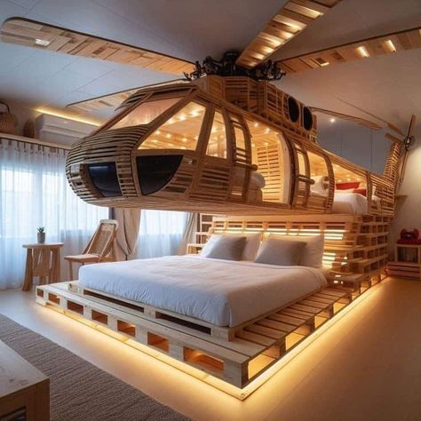 Pallet Bunk Beds, Amazing Bedroom Designs, Dream Bedroom Inspiration, Bunk Bed Designs, Luxurious Bedroom, Bedroom Decor Design, Cozy Ambiance, Awesome Bedrooms, Dream Rooms