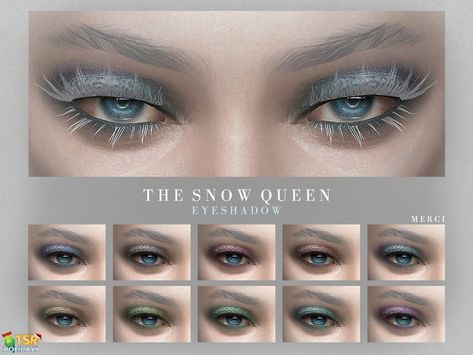 The Sims Resource - Holiday Wonderland - Snow Queen Eyeshadow Ice Clothes, Snow Makeup, Ice Makeup, Ice Witch, Makeup Cc, The Snow Queen, Female Vampire, Sims 4 Cc Makeup, Witch Makeup