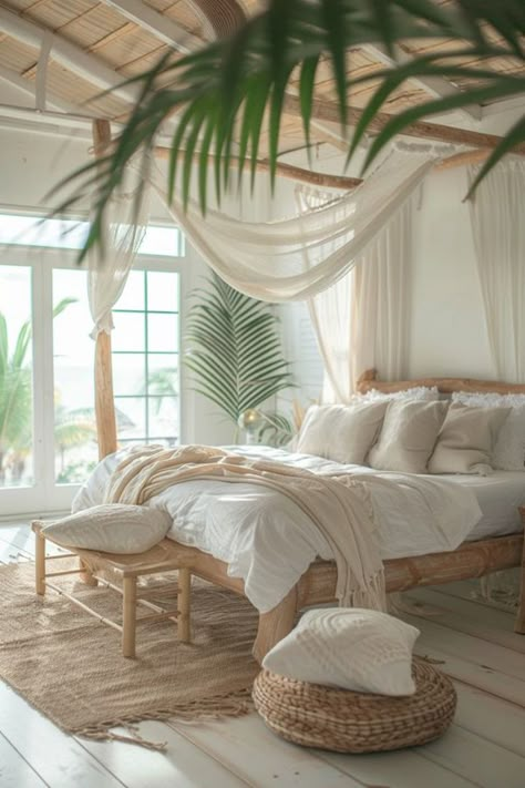 Hawaiian Apartment, Tropical Room Ideas Bedroom, Beach Aesthetic Bedroom, Coloured Bedroom, Room Inspo Ideas, Hawaiian Room, Hawaiian Bedroom, Beachy Apartment, Tropical Bedding