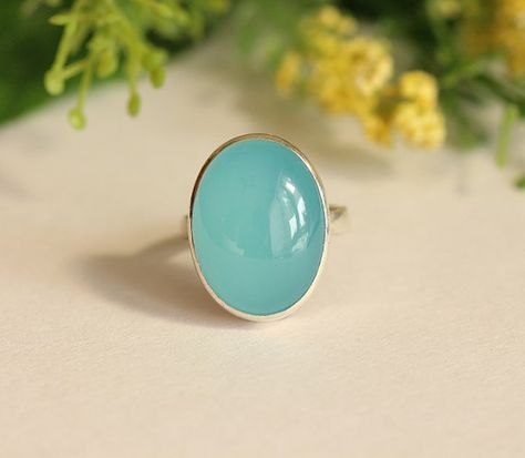 Aqua ring  Aqua stone ring  Chalcedony ring  Oval by Studio1980 Jade Oval Cabochon Rings With Polished Finish, Green Opal Cabochon Ring, Yellow Gold Chrysoprase Cabochon Ring, Green Chrysoprase Cabochon Rings, Aqua Ring, Jade Rings With Polished Finish, Oval Cabochon, Aqua Stone, Gemstone Ring Silver, Mom Ring