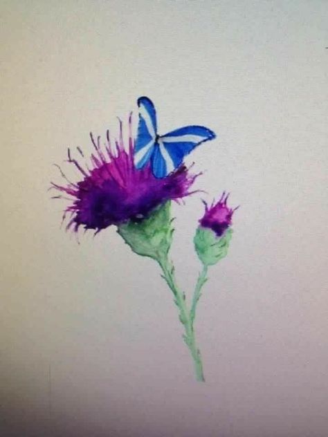 Tattoo idea. Perhaps on a daisy? S. Thistle Hand Tattoo, Scottish Butterfly Tattoo, Scottish Drawings, Bagpipe Tattoo, Scottish Thistle Art, Scotland Tattoo, Scottish Thistle Tattoo, Tattoos Celtic, Scottish Tattoo