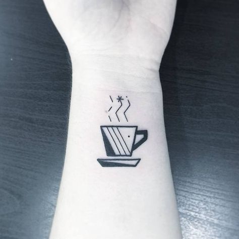 Fill My Cup Tattoo, Mug Tattoo, Geometric Elephant Tattoo, Coffee Cup Tattoo, Tattoo On The Wrist, Fill My Cup, Tattoos Masculinas, Wrist Tattoos Girls, Teacup Tattoo