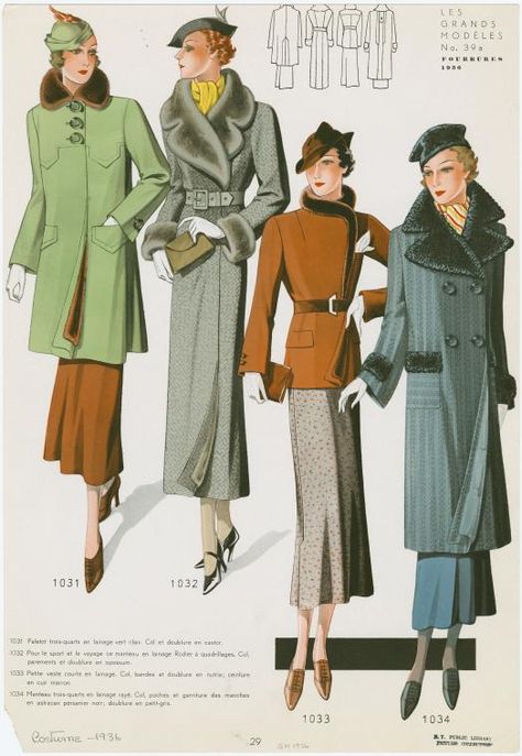 Coats With Fur, 1930s Fashion Women, 1940s Fashion Women, Vintage Fashion 1930s, 1930 Fashion, 30s Fashion, Jazz Age, 1930s Fashion, Moda Vintage