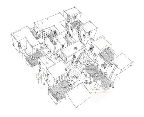 © 5468796 Architecture Incremental Housing, Restaurant Landscape, Urban Ecology, Architectural Trees, Social Housing Architecture, Co Housing, Urban Housing, Concept Diagram, Architecture Graphics