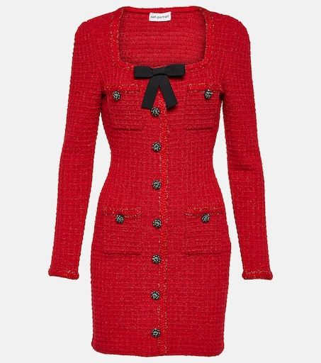 Plaid Cocktail Dress, Self Portrait Clothing, Cute Professional Outfits, Balmain Dress, Red Details, Spring Knits, Luxury Scarves, Royal Outfits, Tweed Fabric