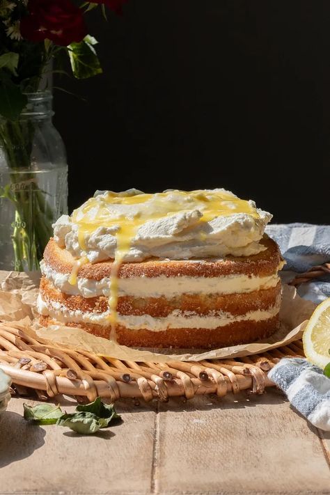 Lemon Cake with Mascarpone Whip - by Erin Kyles Mascarpone Lemon Cake, Limoncello Mascarpone Cake, Marscapone Cake Recipes, Cake With Mascarpone, Mascarpone Cake, Sandwich Cake, Lemon Cake, Lemon Curd, Lemon Zest