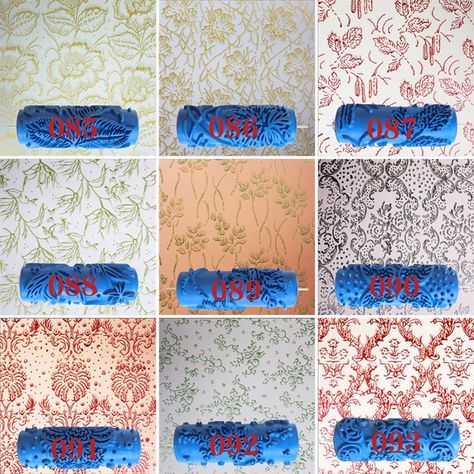 18 Patterns Wall Decoration Paint 5" Rubber Roller Brush Head Without Painting Tools Wallpaper Home Room Painting Machine 85-102 - Paint Rollers - AliExpress Pattern Wall Painting, Wall Painting Diy, Tools Wallpaper, Flower Design Pattern, Patterned Paint Rollers, Emboss Painting, Diy Wall Painting, Wall Stickers Wallpaper, Room Painting