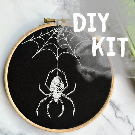 Spider Embroidery Pattern, Black Rose Embroidery, Gothic Embroidery Patterns Free, Horror Embroidery Patterns, Bat Embroidery Pattern, Dark Embroidery Designs, Spider Embroidery Design, Gothic Embroidery Patterns, Embroidery Spooky