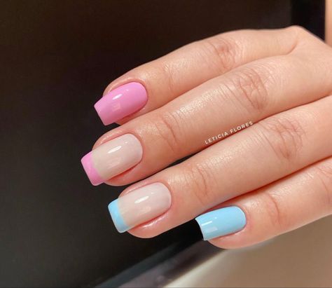 Reveal Nails, Gender Reveal Nails, Cotton Candy Nails, Graduation Nails, Diy Acrylic Nails, Simple Gel Nails, Basic Nails, Nails Only, Round Nails