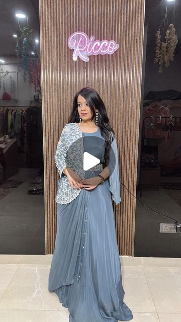 Ricco collections🧿 on Instagram: "💥💥NEW LAUNCH💥💥  Price-4500 Dressing well and looking good is girl's right..👗 Make a classy style statement  with this indowestern long gown with beautiful drape detailing with stylish embroidery with the belt attached to it BOOKING NO-9999998907 •sizes-S/M/L/XL/XXL/3xl Try and buy  📍H-129 basement , ashok vihar phase-1 new delhi-110052   #riccocollectionsbyayushi #coordset #pakistanisuits #onlineshopping  #fashionblogger #festivewear #onlinebussiness #trendingsongs #trendingreels #instagood #haldilook #trendinghashtags #summeroutfit #summercoordsets #partywear #indowestern #kaftanset#pakistanifashion #fashionvideos #hashtags #delhiexhibitions #reelsvideo #fashiontrends" Partywear Gowns, Indowestern Gowns, Dressing Well, Trending Hashtags, Coord Set, Trending Songs, Classy Style, Pakistani Suits, Fashion Videos