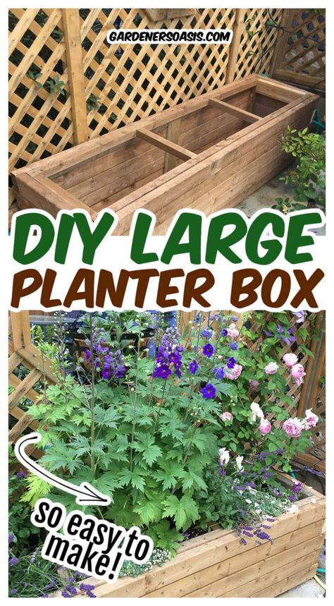 Learn how to make your own DIY large planters at home! Easy DIY tutorial to make your garden look more great on a budget! Diy Large Planter, Diy Large Planters, Large Diy Planters, Large Wooden Planters, Large Planter Boxes, Diy Planters Outdoor, Planter Box Plans, Garden Boxes Diy, Cedar Planter Box