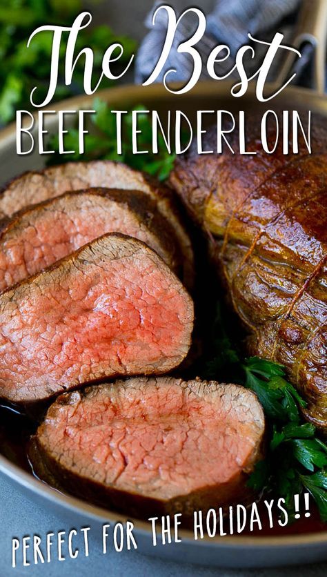 Steak Entrees, Beef Tenderloin Oven, Best Beef Tenderloin Recipe, Tenderloin Recipes Oven, Beef Tenderloin Roast Recipes, Filet Mignon Roast, Butter Beef, Whole Beef Tenderloin, Beef Ideas