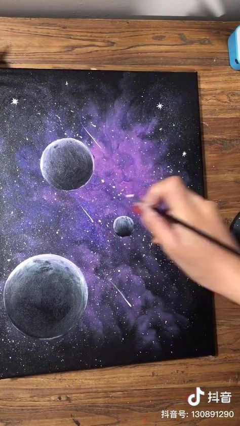 Planet Painting, Cute Easy Paintings, Decorative Canvas, Canvas Painting Tutorials, Easy Canvas Art, Art And Painting, Easy Canvas Painting, Canvas Painting Designs, Art Painting Gallery