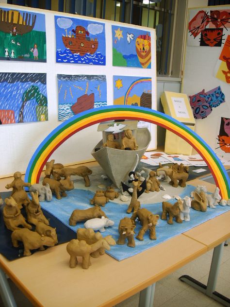 De ark van Noach:dieren in klei Ark Craft, Craft Images, Preschool Age, Bible Activities, Waldorf Doll, Noahs Ark, Bible School, Animal Crafts, Bible Stories