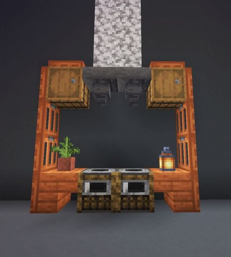 Simple Minecraft kitchen made out of Acacia wood Small Kitchen Minecraft, Minecraft Acacia, Minecraft Room Designs, Wood Stove Kitchen, Simple Minecraft Builds, Kitchen Minecraft, Minecraft Kitchens, Interior Minecraft, Minecraft Building Blueprints