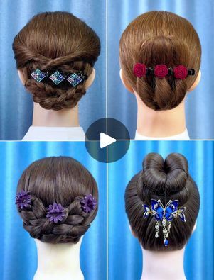 2.4M views · 84K reactions | Easy to Learn Bun Hairstyle for Beginners | Lovely Bun Hairstyles for Girls and Women | By Simple Hairstyles | Hello everyone, use this hair stencil, take a section of the hair from the top and then begin to insert different sections of the hair into each of the parts accordingly. It should begin to look like a French braid as such. Once you reach the bottom, this is what it should look like. Then with the remaining portion that is present, make a normal braid out of the hair and then tie it up in place accordingly. Now roll up the base of the braid up and then tie a ponytail at the bottom as such. Next start of by tying a low ponytail, add a clip through the hair horizontally as such. Divide the ponytail into three sections and then insert each of these sectio Hairstyle Man, Simple Bun, Sanggul Modern, Hair Stenciling, Cool Hairstyles For Girls, Elegant Bun, Beautiful Buns, Easy Updo Hairstyles, Low Bun Hairstyles