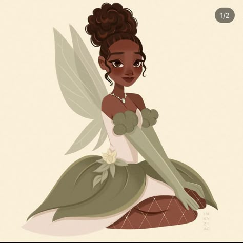 Princess Tiana Disney Outfit, Princess Tiana Pfp, Tiana And Naveen Fan Art, Tiana Fanart, Goofy Wallpaper, Procreate Fanart, Black Disney Princess, Disney Box, Tiana Disney