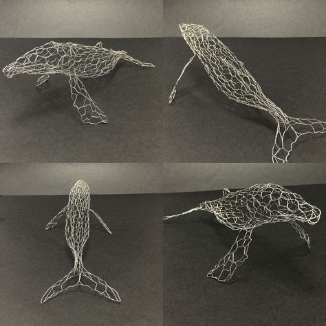 Whale Wire Sculpture, Wire Whale, Metal Wire Sculpture, Line Sculpture, Whale Sculpture, Chicken Wire Sculpture, Chicken Wire Art, Fantasy Wire, Chicken Wire Crafts