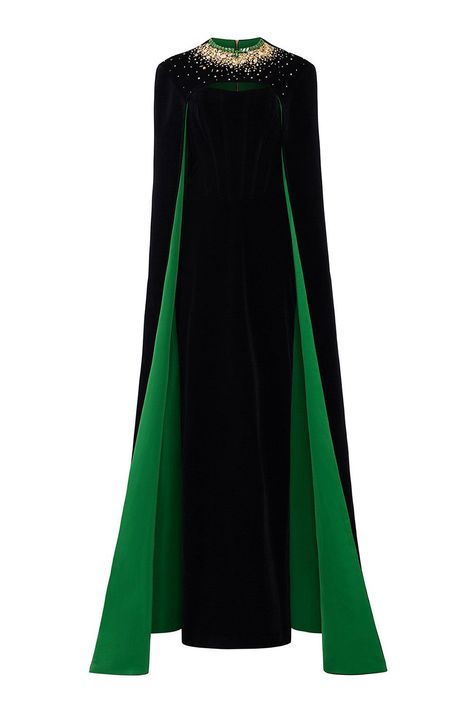 Cape sleeve velvet sheath dress - XS#blackdress #partydress #cocktaildress #littleblackdress #eveninggown Modern Lace Dress, Velvet Floor Length Dress, Velvet Gowns, Long Cape, Detachable Skirt, Knitwear Outfit, Happy Clothes, Strapless Bustier, Velvet Gown