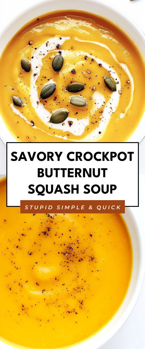 Image for Savory Crockpot Butternut Squash Soup Butternut Squash Bisque Crockpot, Butternut Squash In Crockpot, Butternut Squash Crockpot Recipes, Squash Crockpot Recipes, Butternut Squash Crockpot, Squash Crockpot, Crockpot Butternut Squash Soup, Pumpkin Butternut Squash Soup, Crockpot Butternut Squash