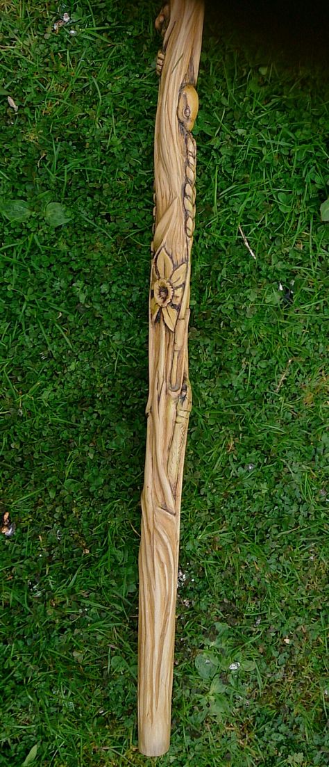 Carving by MS ART Free Wood Patterns, Wood Hiking Stick, Wood Cravings, River God, Unique Walking Sticks, Wizard Staff, Handmade Walking Sticks, Walking Staff, Hiking Staff