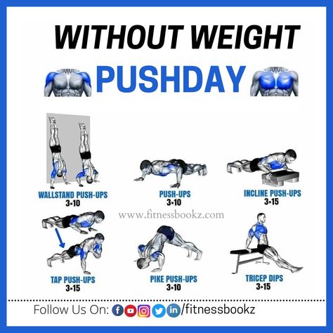 Follow us on more fitness tips fitness #bodybuilding #gym #health #fitnessbookz Push Pull Legs Routine, Gym Content, Chest And Shoulder Workout, Push Day Workout, Calisthenics Workout For Beginners, Calisthenics Workout Plan, Push Workout, Push Day, Gym Workout Planner