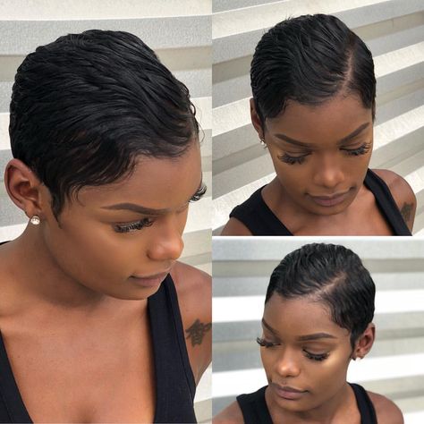 The Perfect Pixie 👌🏾👌🏾👌🏾 Precision cut & style #HairByUno #AtlantaHairstylist #AtlHairstylist #AtlColorist #AtlantaColorist… Wigs Hairstyles, Short Relaxed Hairstyles, Black Hair Short Cuts, Short Black Hair, Short Sassy Hair, Sassy Hair, Short Black Hairstyles, Short Pixie Haircuts, Short Pixie Cut