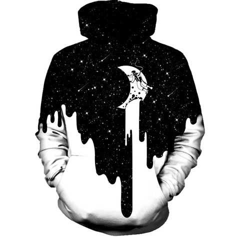 Dripping Moon, Space Hoodie, Moon Hoodie, Man On The Moon, Unique Tshirts, Vibrant Red, School Work, Unisex Design, Pastel Pink