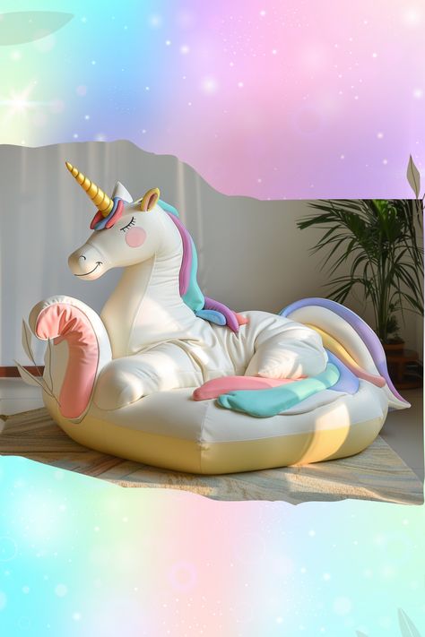 Discover the magic of unicorn chairs and elevate your home decor to enchanting new heights! 🦄✨ Add a touch of whimsy to any room with these delightful statement pieces. #UnicornChairs #HomeDecor #WhimsicalFurniture #InteriorDesign #MagicalSpaces Unicorn Beds, Unicorn Chair, Ice Cream Chairs, Quirky Living Room, Chairs For Kids, Space Unicorn, Whimsical Furniture, Chair Designs, Peacock Chair