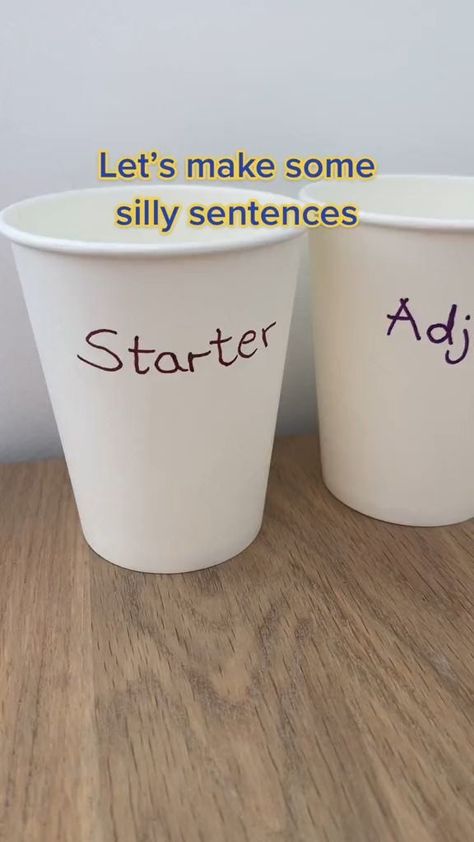 Creating silly sentences 😆 A fun game to learn about construct sentences exploring the different word classes. What are your favourite sentence building activities?✍ | Twinkl Resources | Build A Sentence, English Grammar Games, Sentence Building Activities, Making Sentences, Silly Sentences, Teach English To Kids, Good Grammar, Grammar For Kids, English Teaching Materials