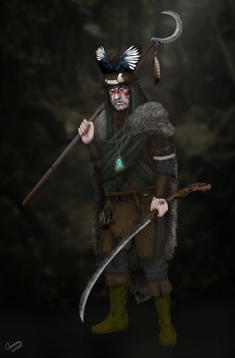 Spore Druid, Medieval Characters, Warrior Character, Roman Britain, Celtic Culture, Design Practice, Dress Sketches, Dark Ages, Character Designs