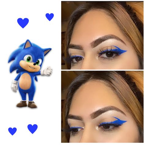 Blue Sonic Eyeliner Look Sonic Makeup Look, Sonic The Hedgehog Makeup, Hedgehog Makeup, Sonic Makeup, Sonic And Shadow, Eyeliner Looks, Shadow The Hedgehog, The Hedgehog, Makeup Inspiration