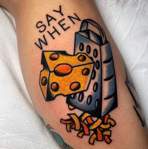 30+ Amazing Cheese Tattoo Designs with Meanings and Ideas 19 Kiwi Fruit Tattoo, Traditional Horror Tattoo, Cheese Tattoo, Beer Tattoos, Food Tattoo, Olive Branch Tattoo, Fruit Tattoo, Tattoo Thoughts, Food Tattoos