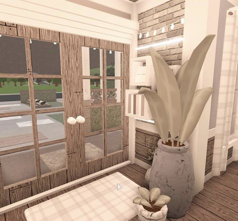 Roblox House Interior, Bloxburg House Enterence Ideas, Blocksburg Entrance Ideas, Cute Bloxburg Entry Way, Bloxburg Home Entrance, Bloxburg House Decor Ideas Kitchen, Bloxburg Study Area Ideas, Bloxburg Porch Ideas Aesthetic, Bloxburg Main Entrance Ideas